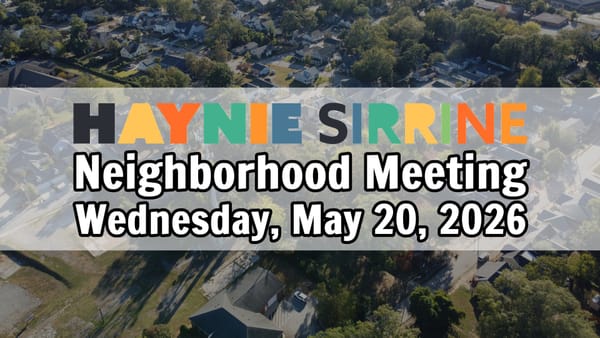 Final Reminder: Haynie-Sirrine Neighborhood Association Meeting Tonight at 6:00 pm